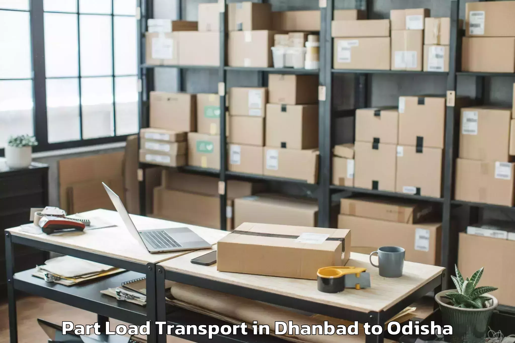 Book Dhanbad to Bhawani Mall Part Load Transport Online